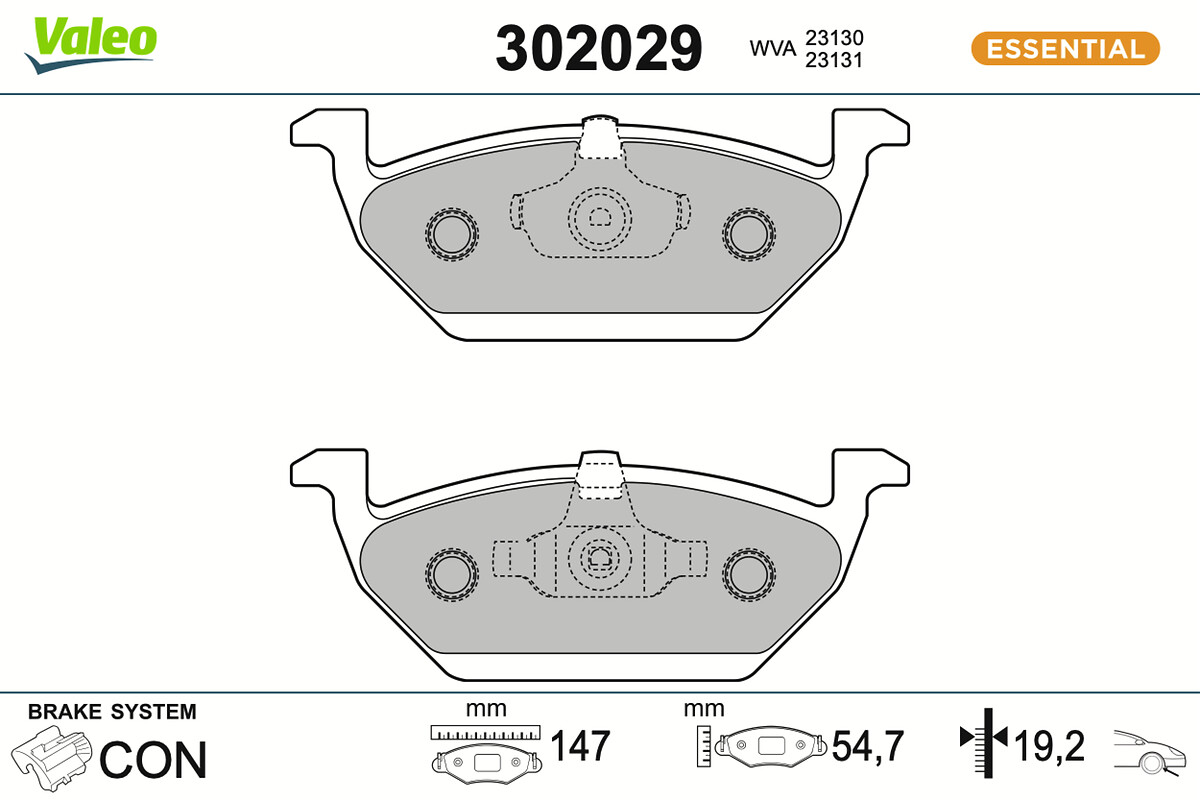 Jeu de 4 plaquettes de frein VALEO ref. 302029
